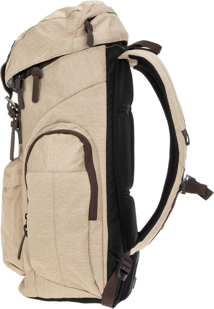 Rucksack Nitro Daypacker Alltagsrucksack Laptop Fach Schulrucksack Vintage + Flasche (Almond), Almon