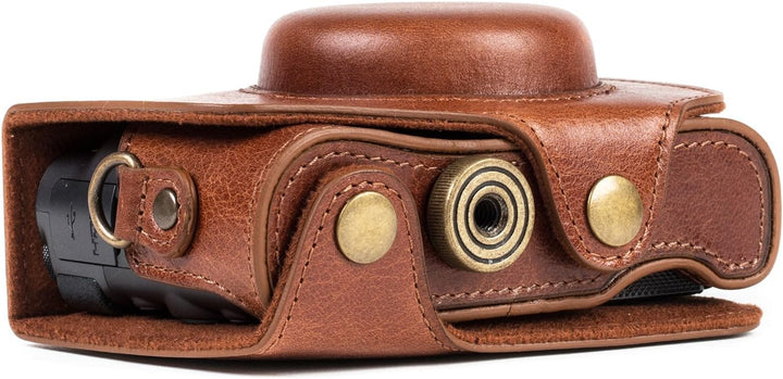 MegaGear MG1177 Canon PowerShot SX740 HS, SX730 HS Ever Ready Echtleder Kameratasche mit Trageriemen