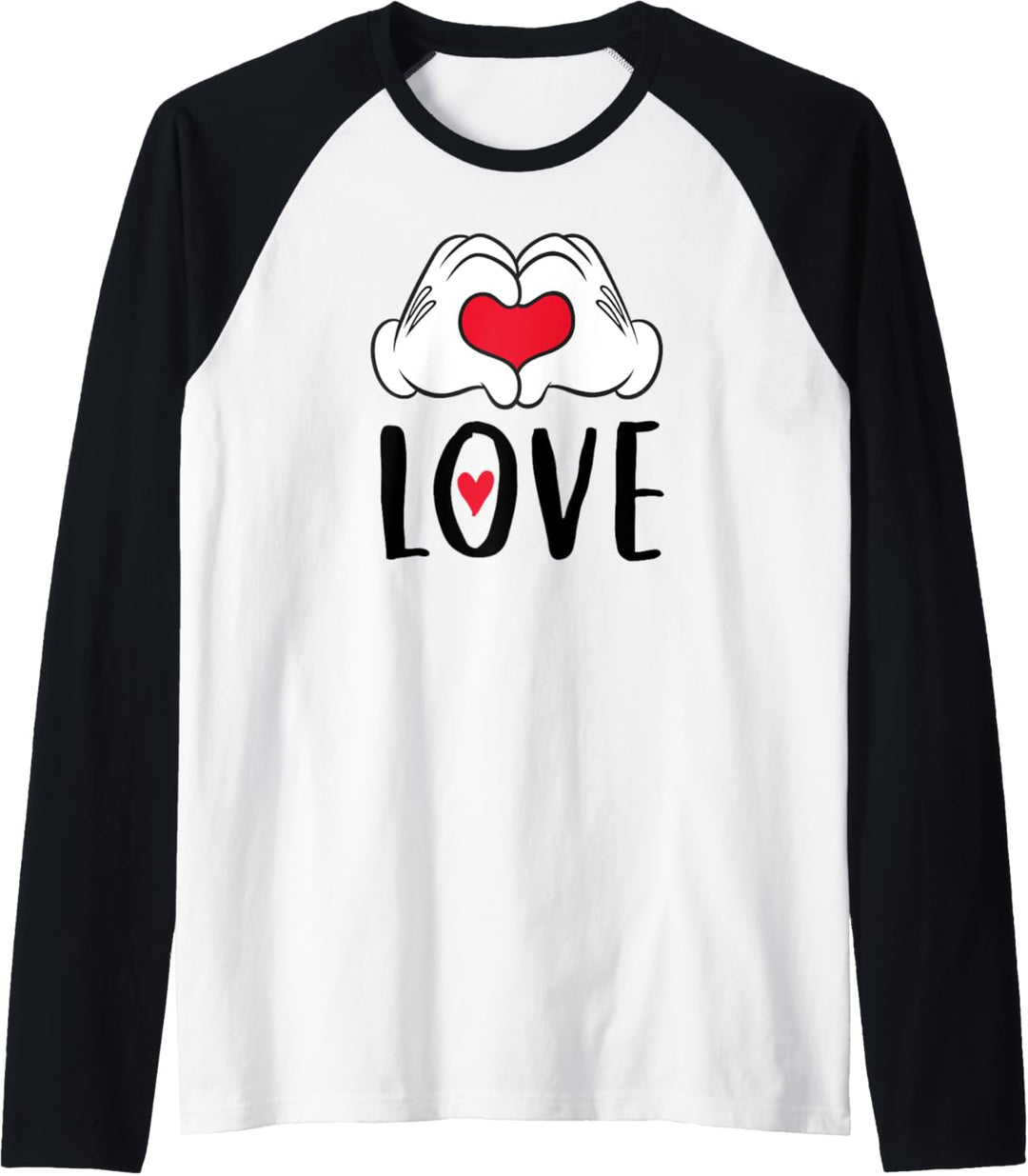 Disney Mickey and Minnie Mouse Heart Hands Love Raglan
