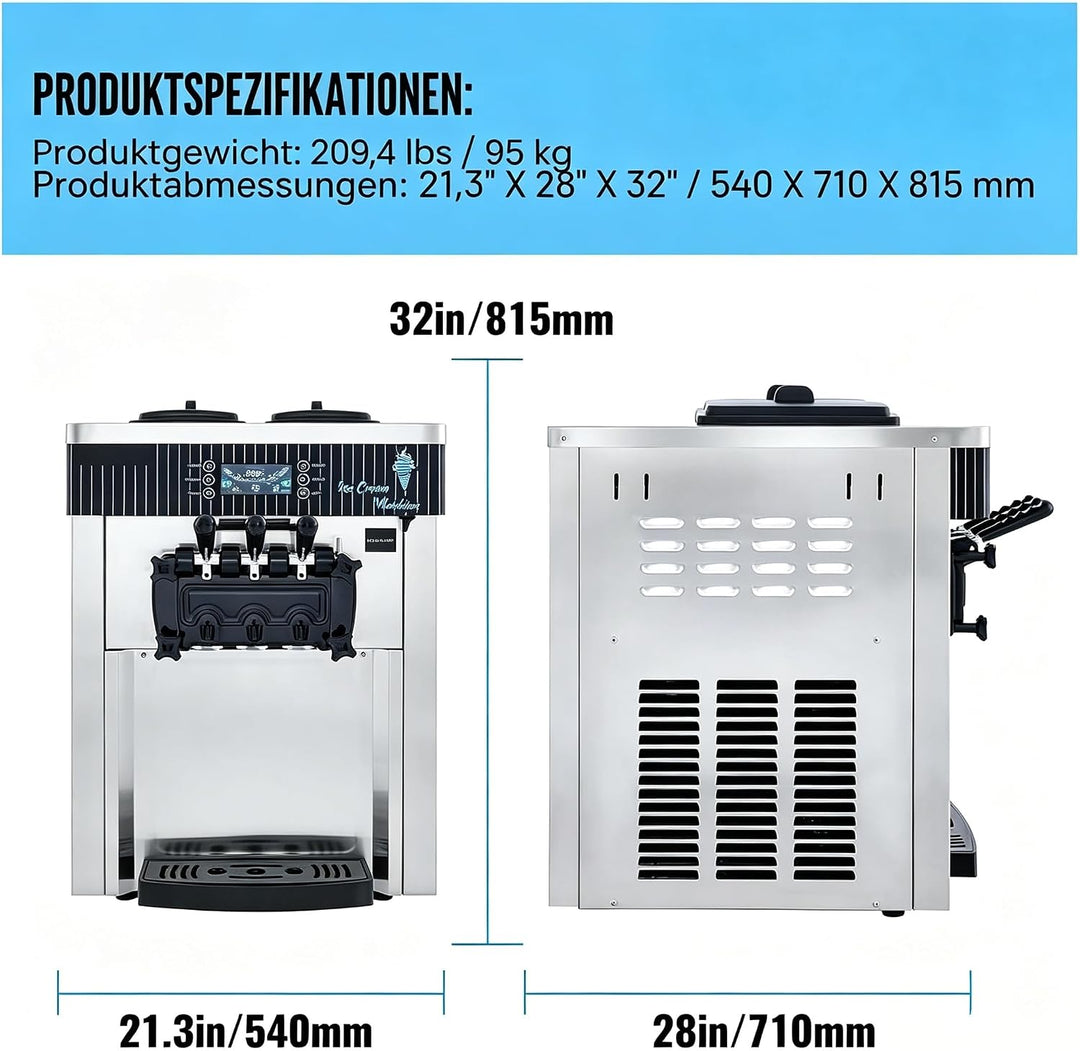 Kommerzielle Eismaschine, 20–28 L/h 2200 W, Kommerzielle Softeismaschine, Gewerbliche Eiscrememaschi