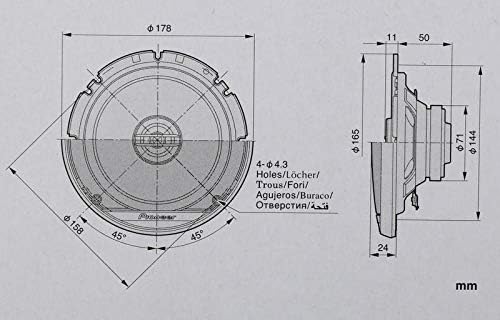 Pioneer TS-G1720F 2-Weg-Koaxiallautsprecher für Autos (300 W), 17 cm, kraftvoller Klang, IMPP-Membra