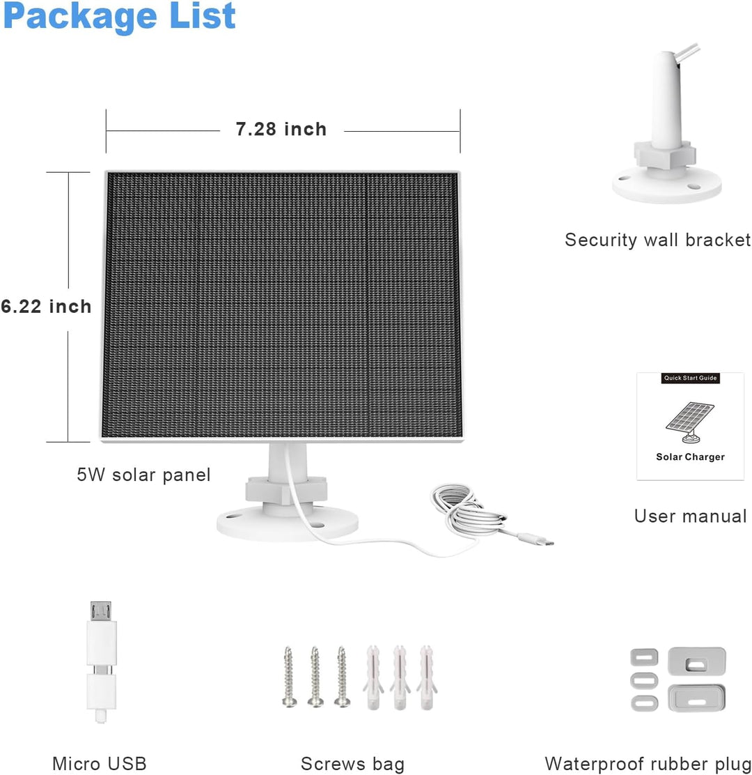 Solarpanel für Eufy Outdoor kamera, 5W Kamera Solarpanel Kompatibel mit Eufycam, Kontinuierliche Str