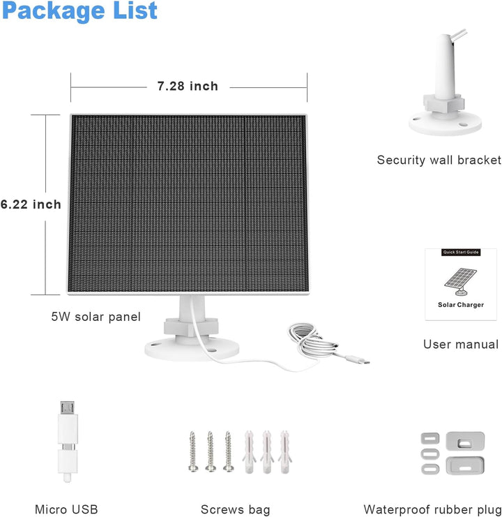 Solarpanel für Eufy Outdoor kamera, 5W Kamera Solarpanel Kompatibel mit Eufycam, Kontinuierliche Str