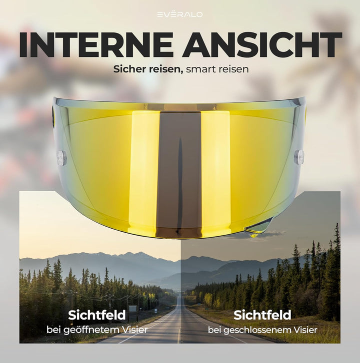 kompatibel mit Visier Hjc RPHA 1 - RPHA 1 V2 CARBON - HJ35 (Gold Chrom), Gold Chrom
