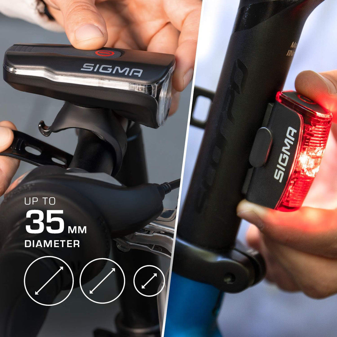 SIGMA LED Fahrradlicht Set AURA 60 und INFINITY | StVZO zugelassenes, akkubetriebenes Vorderlicht un