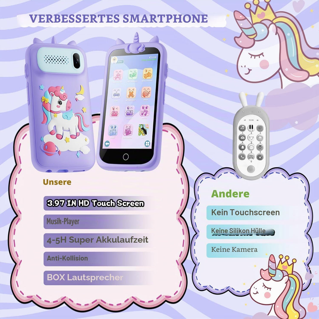 Kinder Handy Smartphone, Pretend Smartphone für Kinder mit Dual Kamera, MP3 Player Jungen Mädchen, G