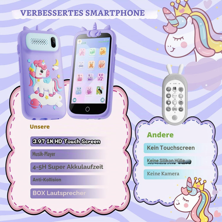 Kinder Handy Smartphone, Pretend Smartphone für Kinder mit Dual Kamera, MP3 Player Jungen Mädchen, G