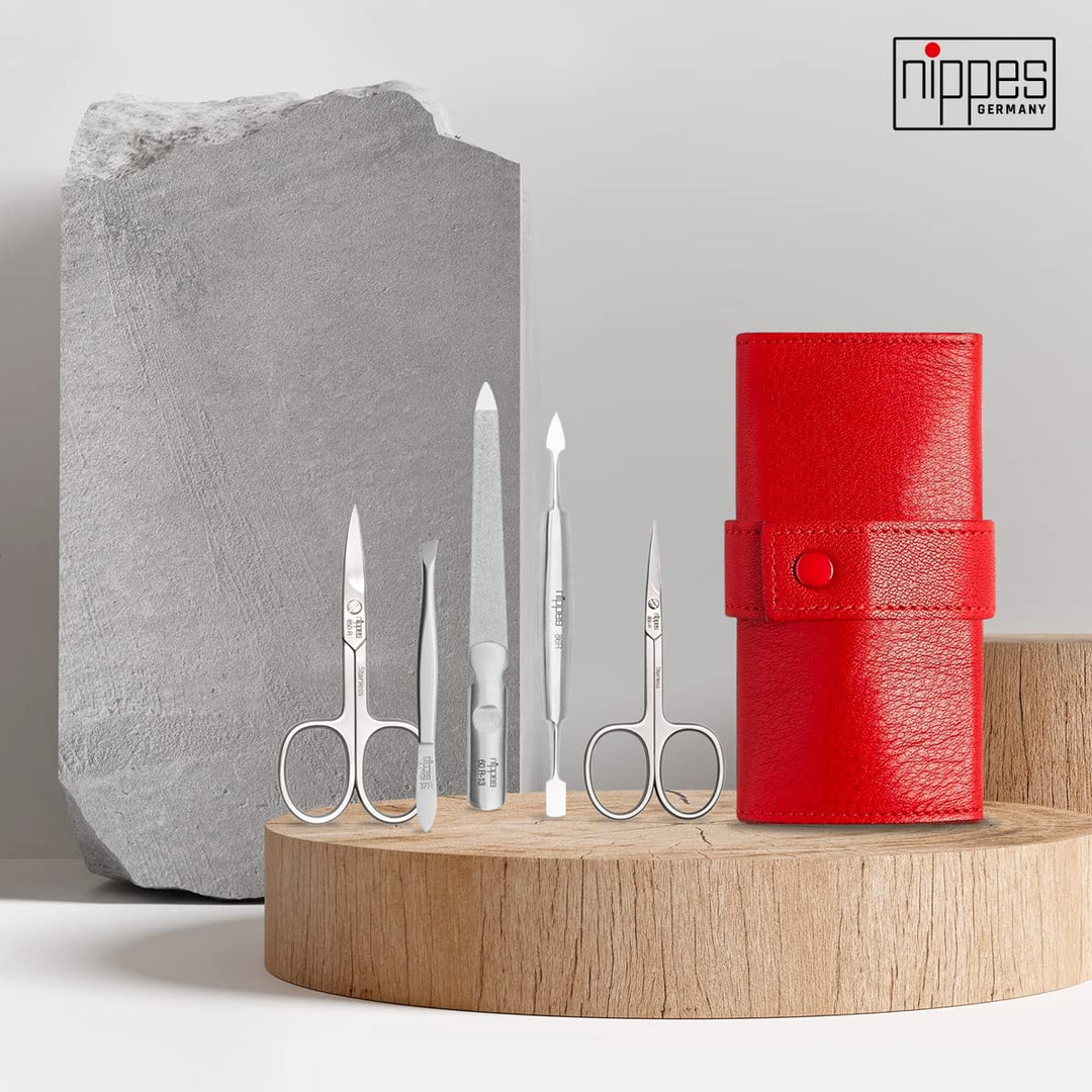 nippes Solingen Premium Line Maniküre Set Wild Red, 5-teilig, Edelstahl rost- und nickelfrei, Nagelp