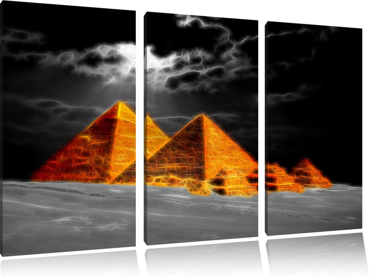 schöne Pyramiden in Ägypten3-Teiler Leinwandbild 120x80 Bild auf Leinwand, XXL riesige Bilder fertig