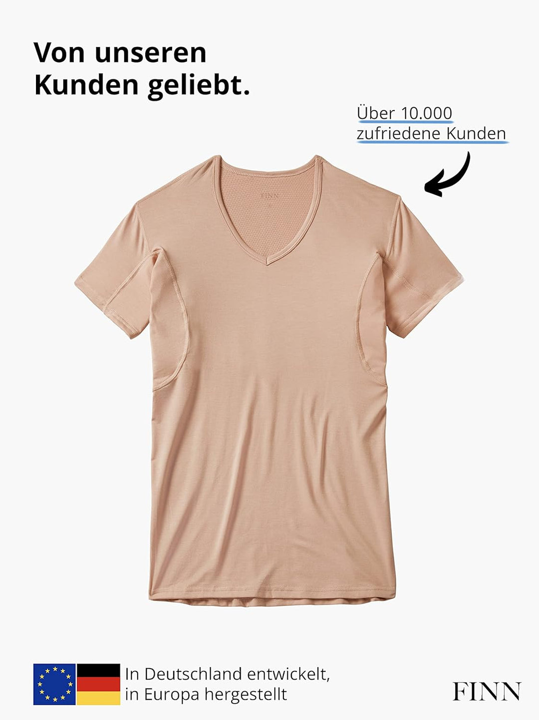 FINN Anti-Schweiss Unterhemd Herren mit Einlage am Rücken und Achsel-Einsätzen für maximalen Schutz