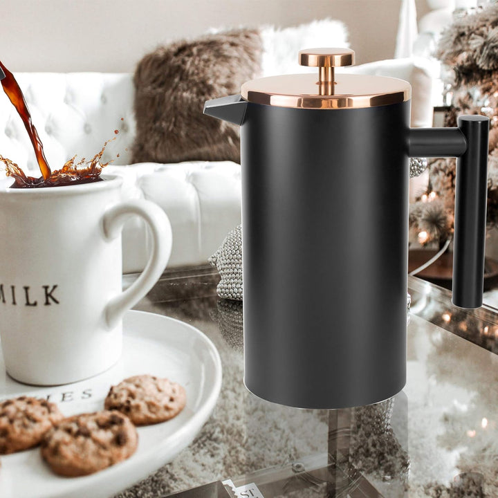 MaxMiuly Kaffeebereiter French Press 0,35 Liter Klein Kaffeezubereiter Doppelwandig Edelstahl Franzö