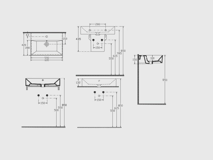 Aqua Bagno | Eckiges Design Waschbecken mit dünnem Rand, Trendfarbe schwarz matt, hochwertige Kerami