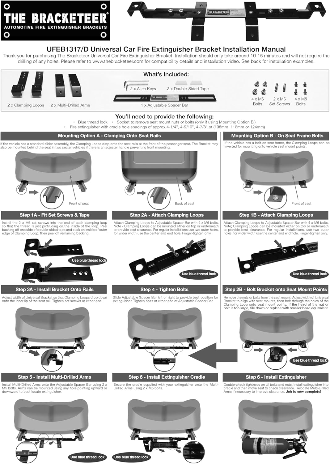 The Bracketeer Unterstützung für Fahrzeuglöscher (universelles Design passt Sich an die meisten Fahr