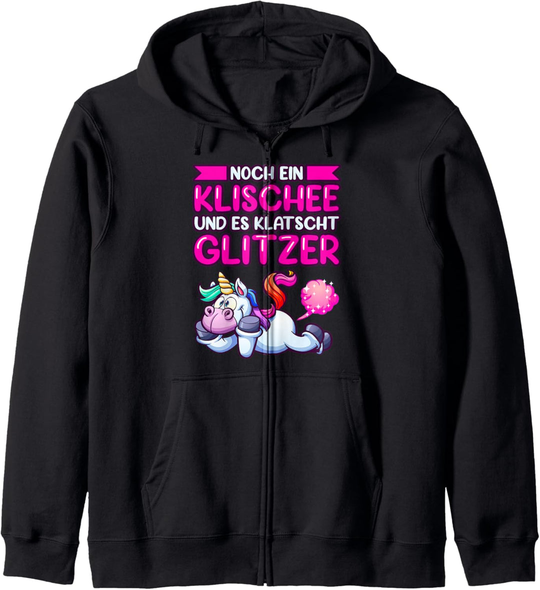 Frauenpower, lustiger Einhorn Glitzer Spruch Damen Kapuzenjacke
