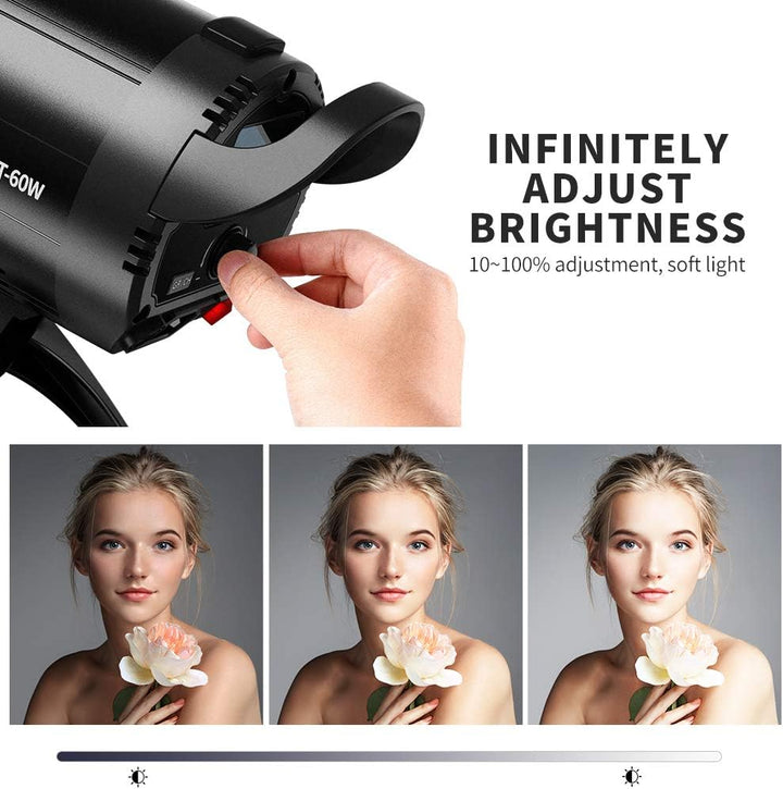 K&F Concept LED Studioblitz SL-60W CRI95+ LED 5600K LED Video Licht mit Auslöser, Fernbedienung, Ein