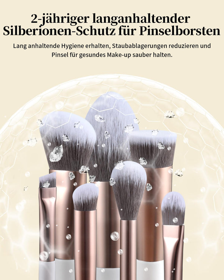 EIGSHOW Make-up Pinselset,15-teilig MUA PRO Serie Profi Pinsel mit Silberionen-Borsten für Foundatio
