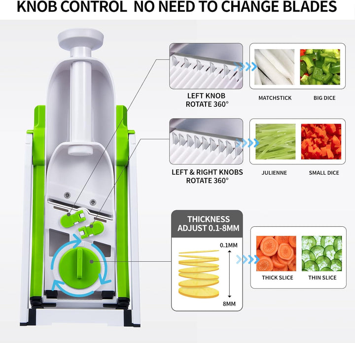 QYKIC Gemüseschneider, ONCE FOR ALL Verstellbar Gemüsehobel Genius Mandoline Vegetable Slicer Kartof