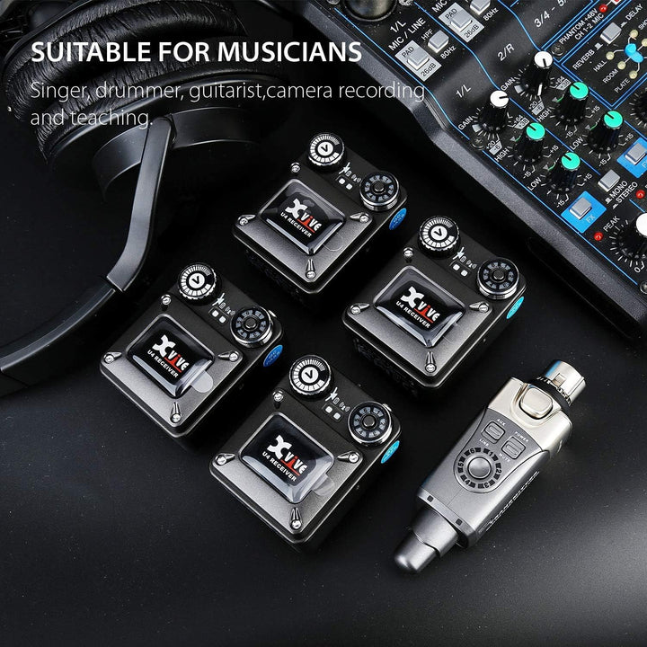 XVive U4 In-Ear Monitor Wireless System - Bundle, 1x Transmitter + 4X Receiver 2 Empfänger, 2 Empfän
