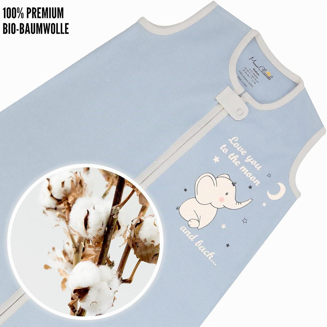 Baby Schlafsack, 0.5 TOG 100% Bio-Baumwolle, Ideal für den Sommer, Sommerschlafsack für Jungen und M