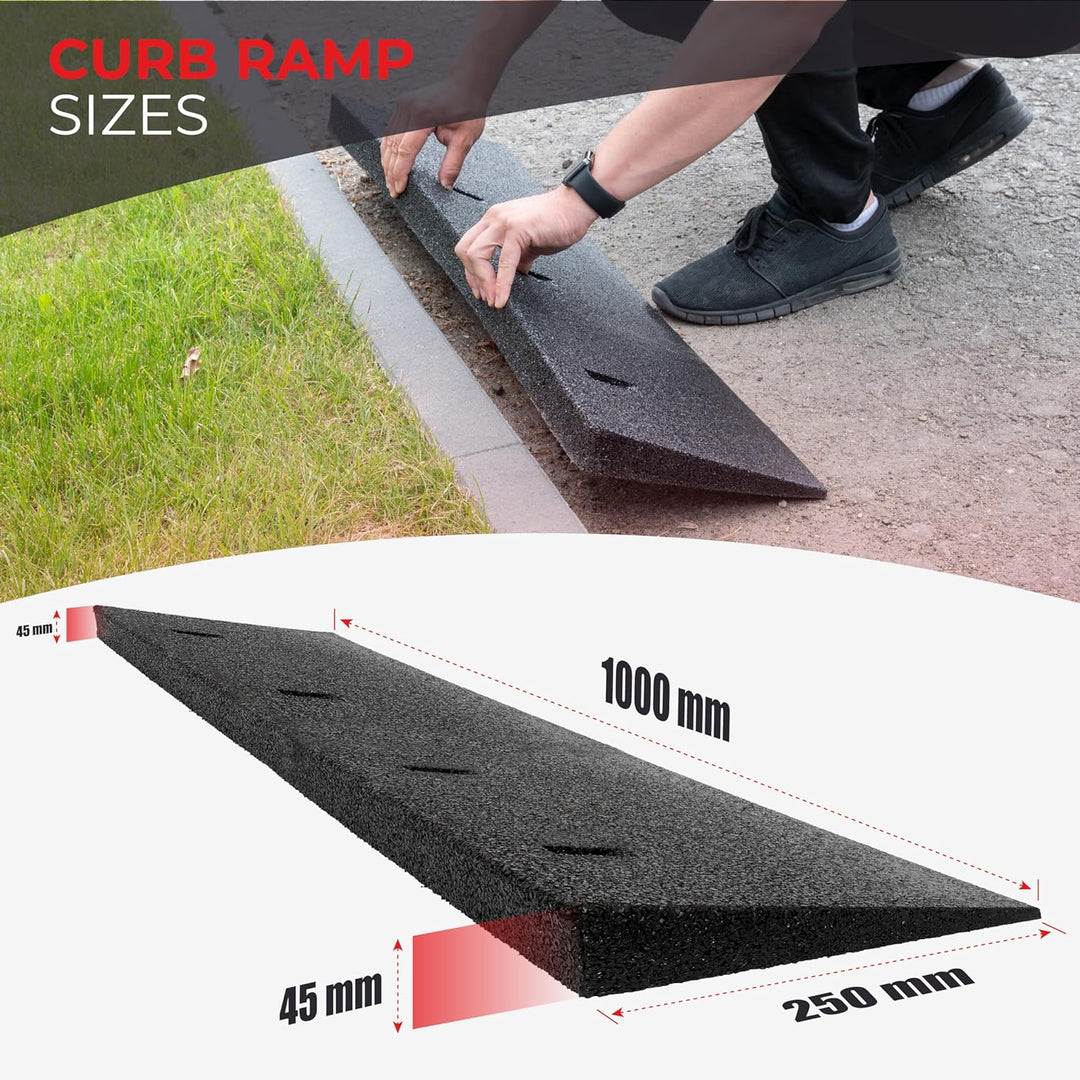 TOPRUBBER® Bordsteinrampensatz 2X Bordsteinrampe 1000x250x45 aus Gummigranulat