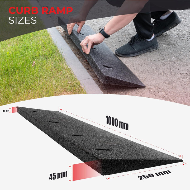 TOPRUBBER® Bordsteinrampensatz 2X Bordsteinrampe 1000x250x45 aus Gummigranulat