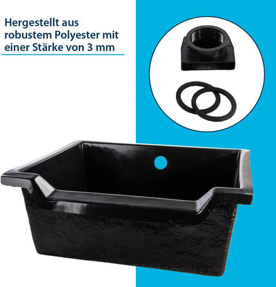 AquaForte Fastfall 72 Wasserfall, 72 x 62 x 28 cm, 3mm dickes Polyester, inklusive Spezialschlauchad