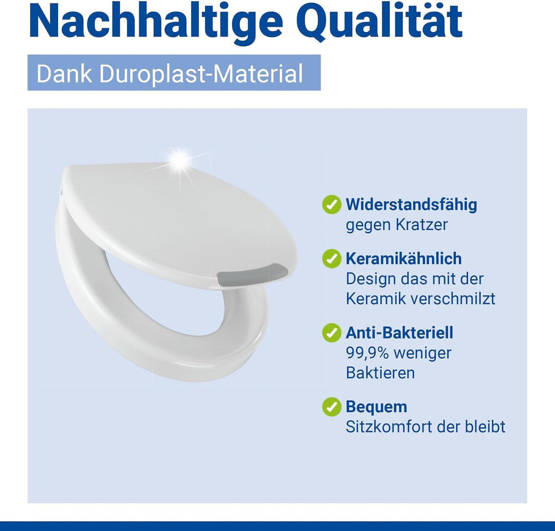 WENKO WC-Sitz Secura Comfort bis 200 kg Tragkraft, Hygiene-Toilettensitz mit 5 cm Sitzflächenerhöhun