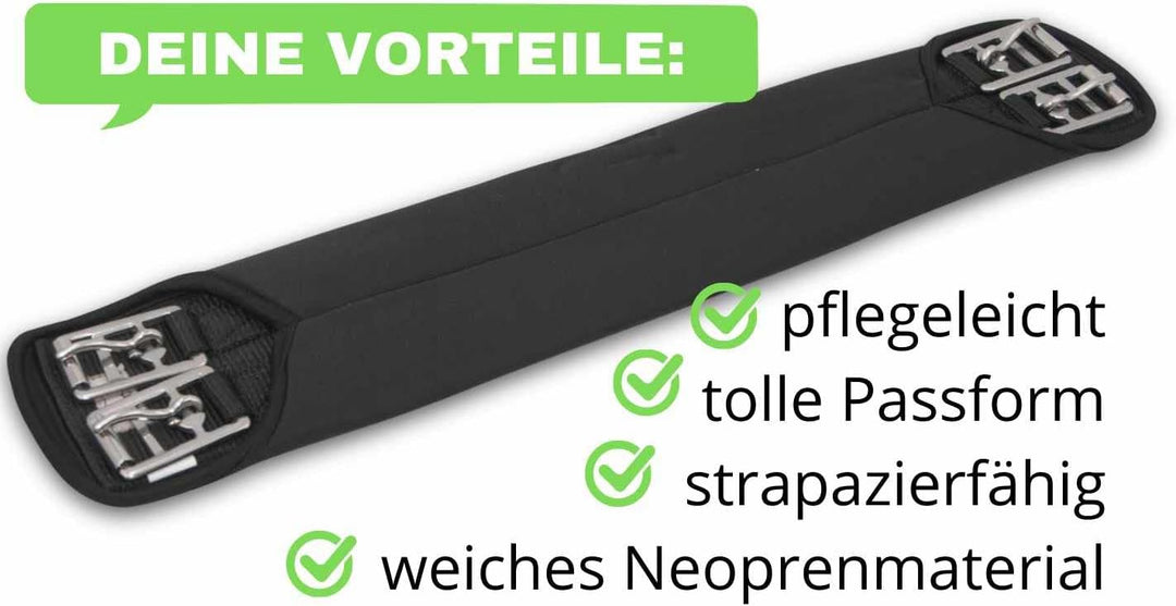Amesbichler AMKA Sattelgurt Neopren Kurzgurt Dressurgurt schwarz | Bauchgurt für Pferde Sattel 50, 5