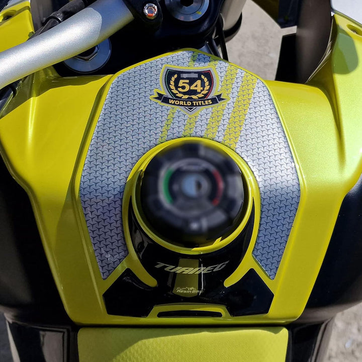 Resin Bike Aufkleber für Motorrad Kompatibel mit Aprilia Tuareg 660 2022 Acid Gold. Schutz vor Stöss