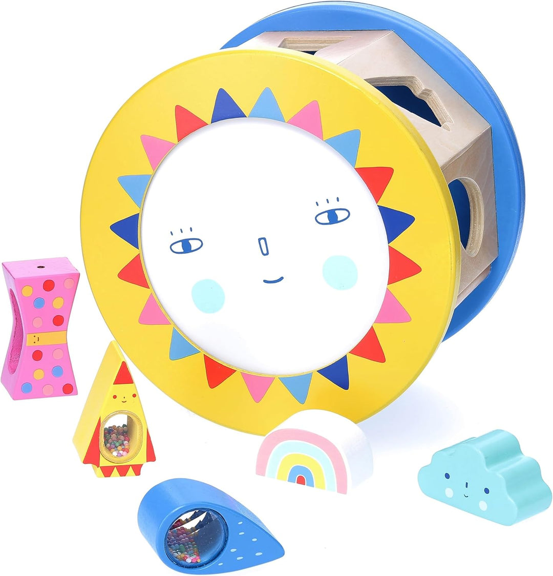 Vilac Variety Suzy Ultman Sound Shapes Box – ab 18 Monaten – 8908, Nacht-und Tag-Formsortierer, S Na