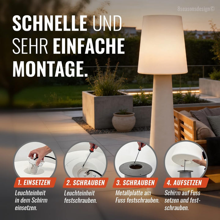 8 seasons design LED Stehlampe No. 1-160cm gross (Rosa), E27, RGB Farbwechsel, dimmbar, Fernbedienun
