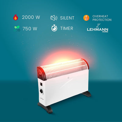 Lehmann LHOHC-2013A Konvektor elektrische Heizung | Heizkörper 750/1250 / 2000 Watt | Konvektorheizu