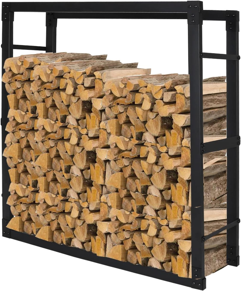 Ikodm kaminholzregal Innen und Aussen, Metall Brennholzregal aussen 100 x 25 x 150CM, Holzstapelhilf