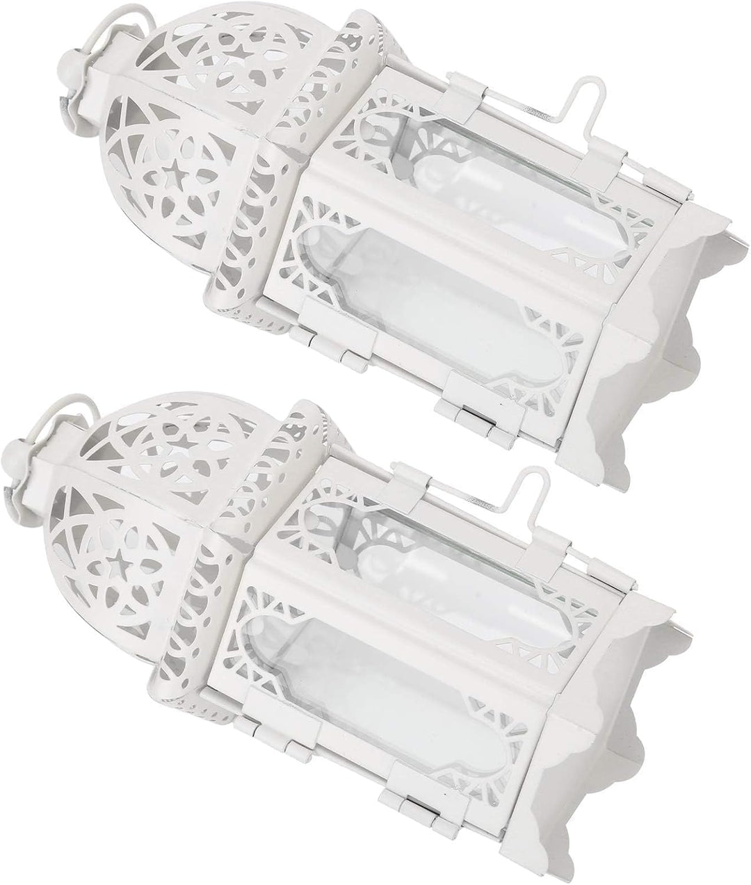 2Pcs Dekorative Laternen, Laterne Klein Marokkanischen Stil Kerze Laterne Metall Kerzenhalter Vintag