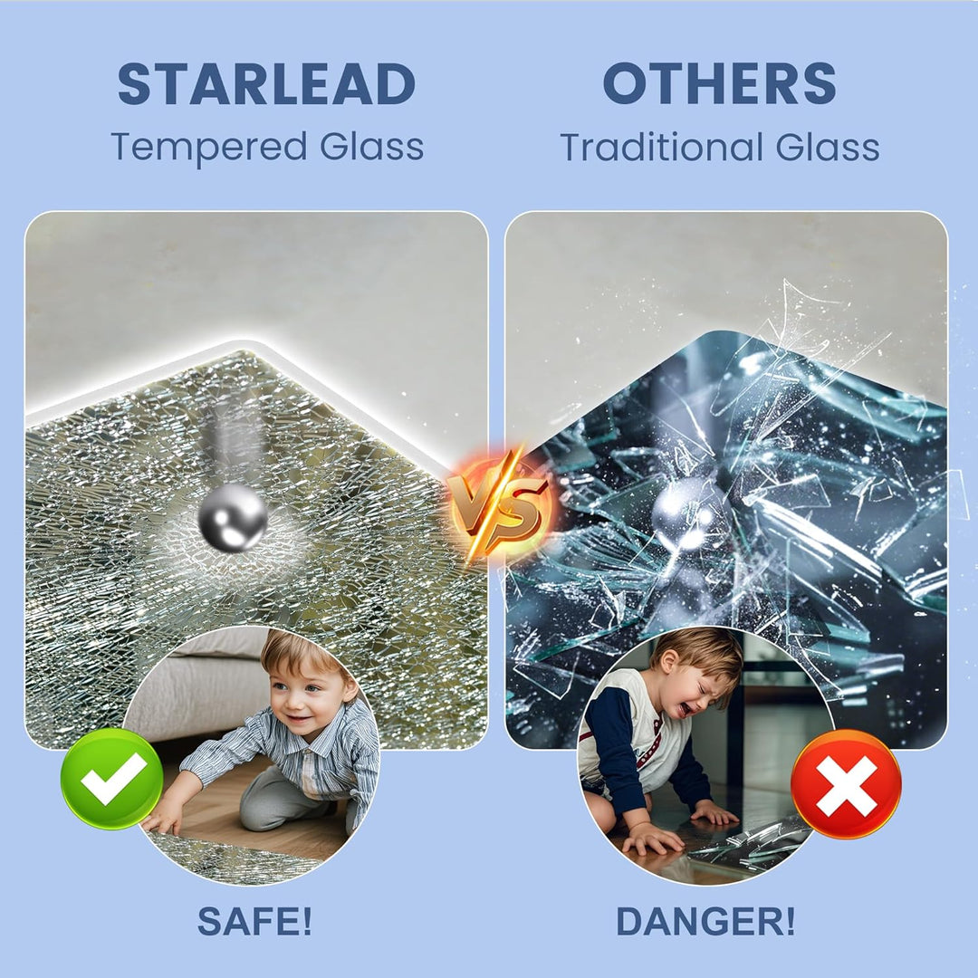 STARLEAD Badezimmerspiegel-mit-Beleuchtung 80x60cm, Dimmbar, 3 Lichtfarben, LED-Spiegel-Bad-mit-Blue