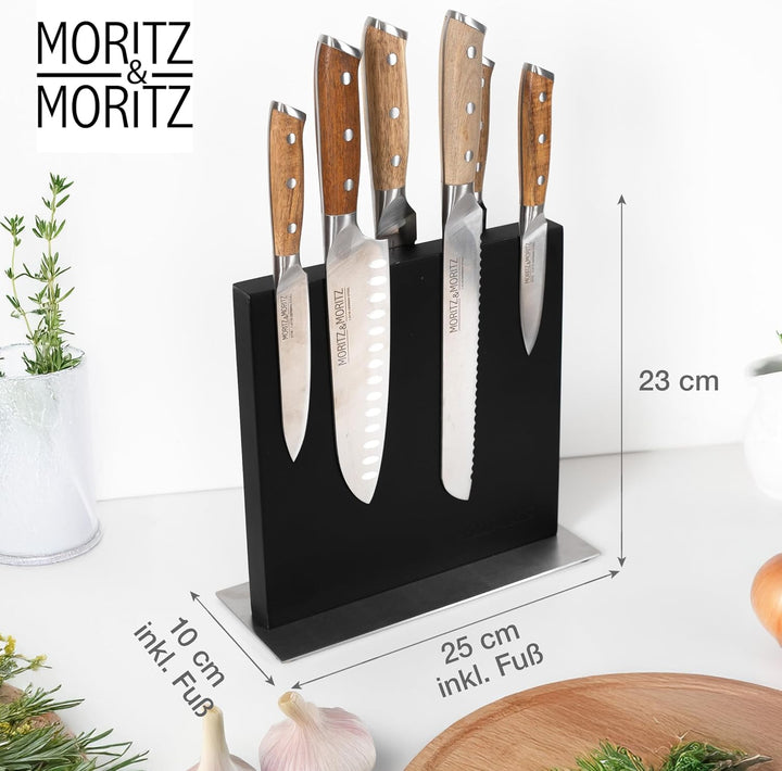 Moritz & Moritz Magnet Messerblock schwarz - Messerhalter Magnetisch mit starkem Halt - stabiler Kni
