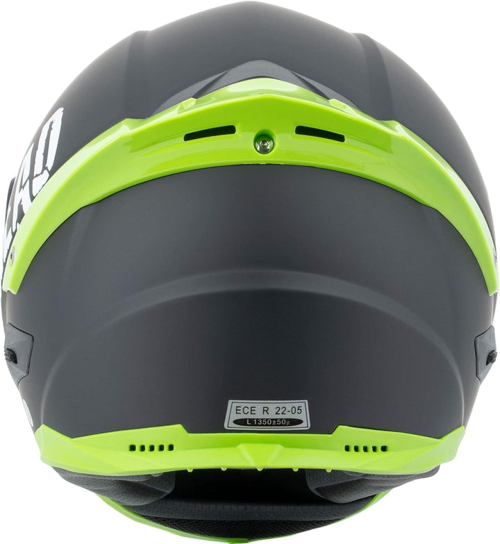 Broken Head BeProud Pro Motorradhelm Grün Mit Spoiler - Integral-Helm Mit Klarem + Schwarzem Visier