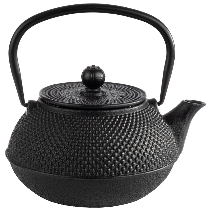 APS 10995 Teekanne "ASIA" aus Gusseisen, inkl. Teesieb, abnehmbarer Deckel, 0,8 Liter Schwarz, Schwa