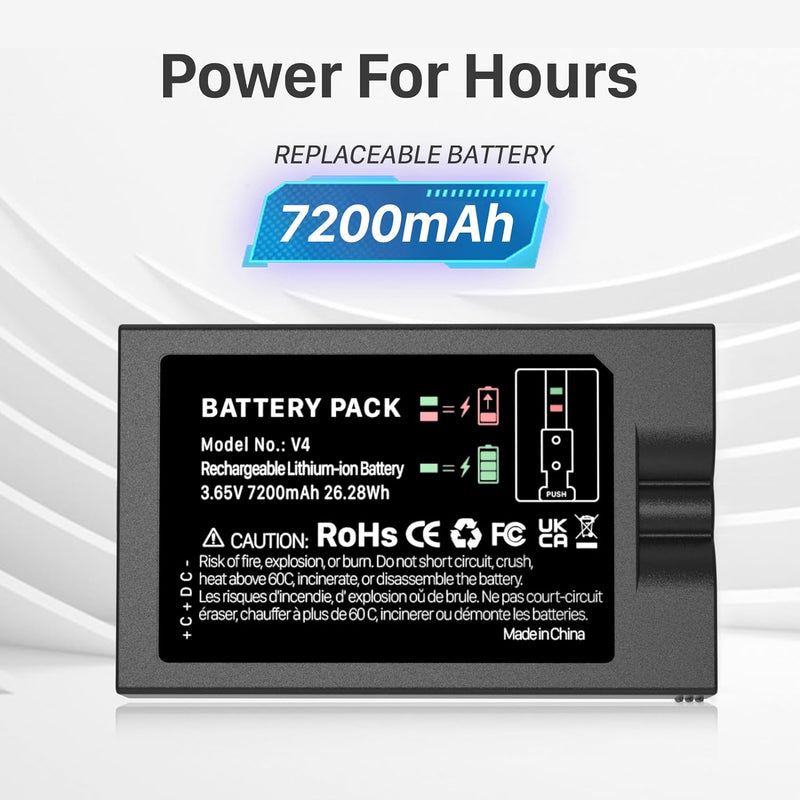2er-Pack V4 Akku für Video Ring, 7200mAh Super hohe Kapazität Li-Ion Ersatzakku Kompatibel mit Video