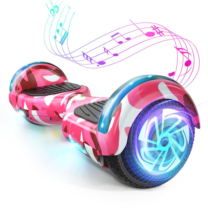 Offroad Hoverboard mit Bluetooth-Lautsprechern LED-Licht, Rutschfeste Fusspolster,6.5 Zoll Reifen Le