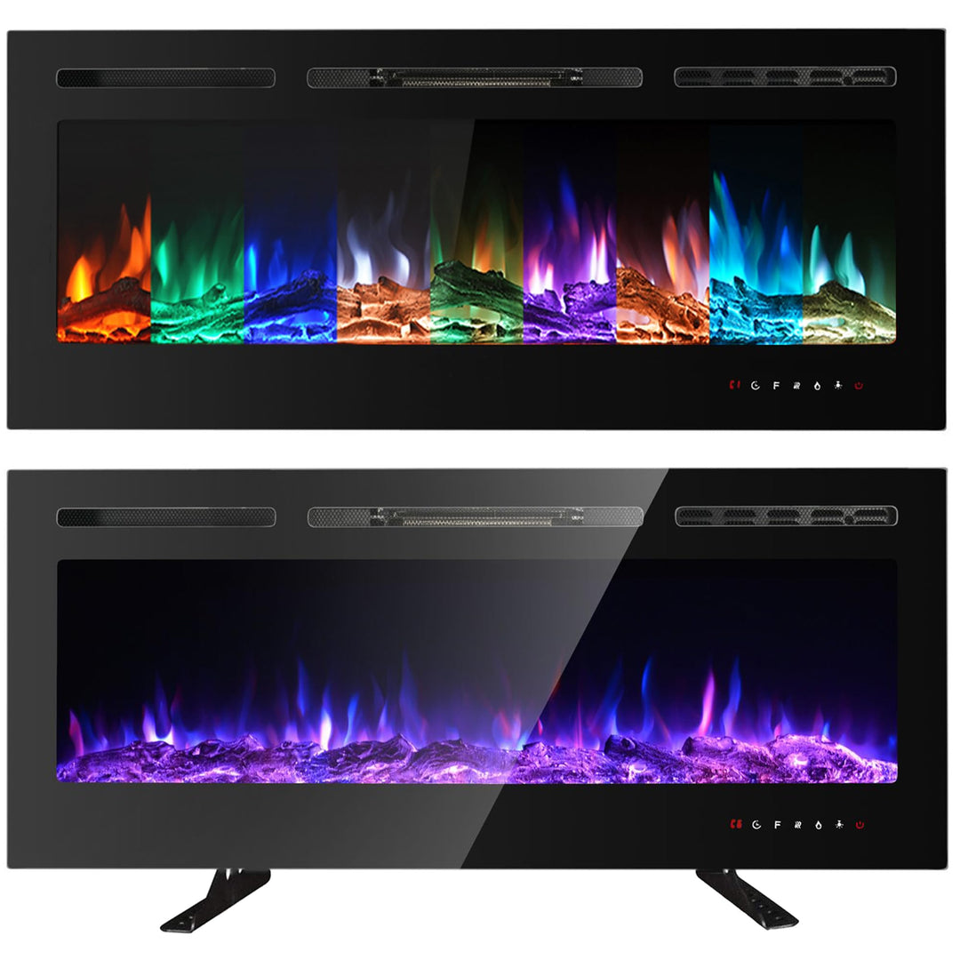 M.C.Haus Elektrischer Kamin, Touchscreen, Glasplatte, Bunte Flamme, Einsatz, Wandmontage, Heizung, F