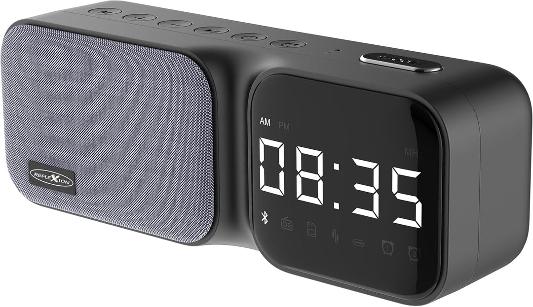 REFLEXION CLR24BT Uhrenradio mit Bluetooth, Radio, Micro-SD, AUX-IN, Uhrzeit/Datum, Wecker und Schlu