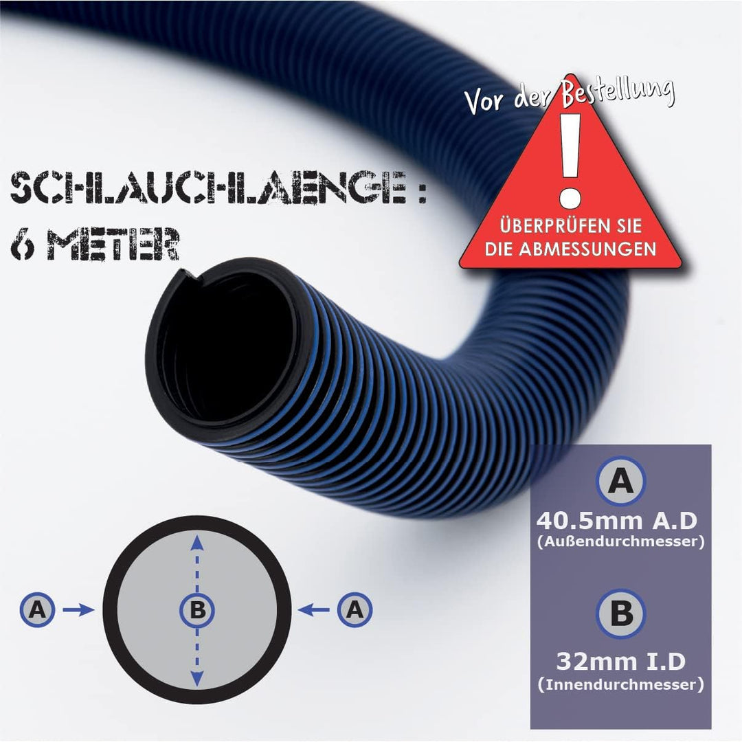 DUST COMMANDER HESD – Schlauch, geriffelt, weich, antistatisch (25/32 mm), verschiedene Längen (6 m,