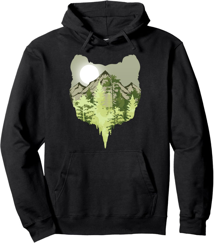 Grizzlybär Berge Natur Mondlicht Braunbär Wald Tier Bär Pullover Hoodie
