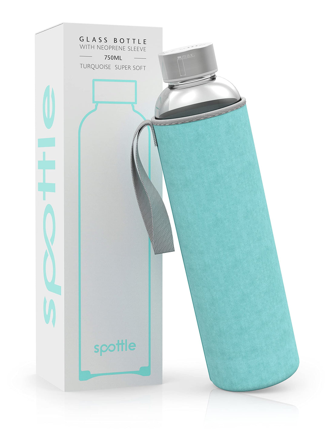 spottle Trinkflasche aus Glas 1l - Glasflasche 500ml - 750ml - 1 liter mit Neoprenhülle/Schutzhülle
