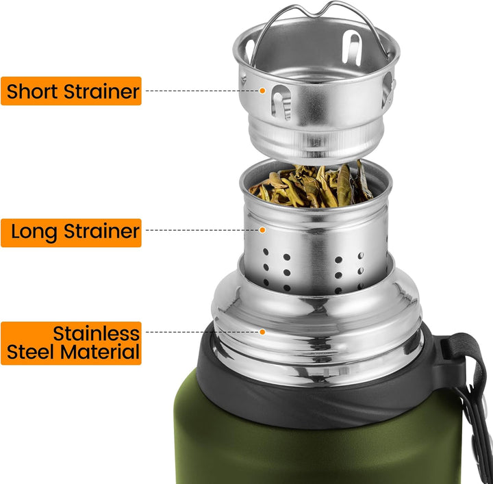 Edelstahl Thermosflasche mit Becher - 800ml Thermoskanne Doppelwandige Isolierkanne - Auslaufsicher