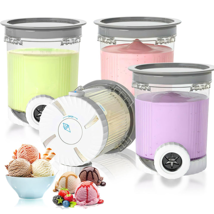 4Stück Ersatz Behälter Kompatibel mit Ninja Creami Scoop & Swirl Eismaschine NC700 NC701EU Serie, Ei