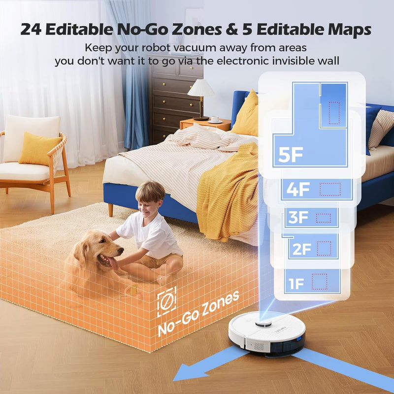 Lubluelu Saugroboter mit Wischfunktion 3-1, 4500Pa Staubsauger Roboter mit Lasernavigation, Roboters