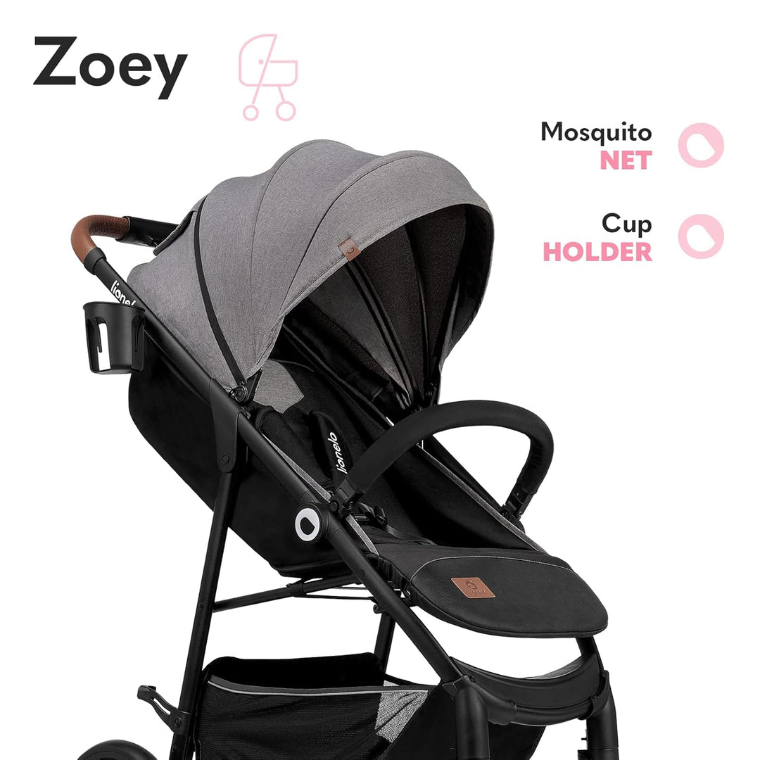 LIONELO Zoey Kinderwagen Buggy bis zu 15 kg, XXL-Verdeck mit Sonnenschutz, Liegeposition, Fussstütze