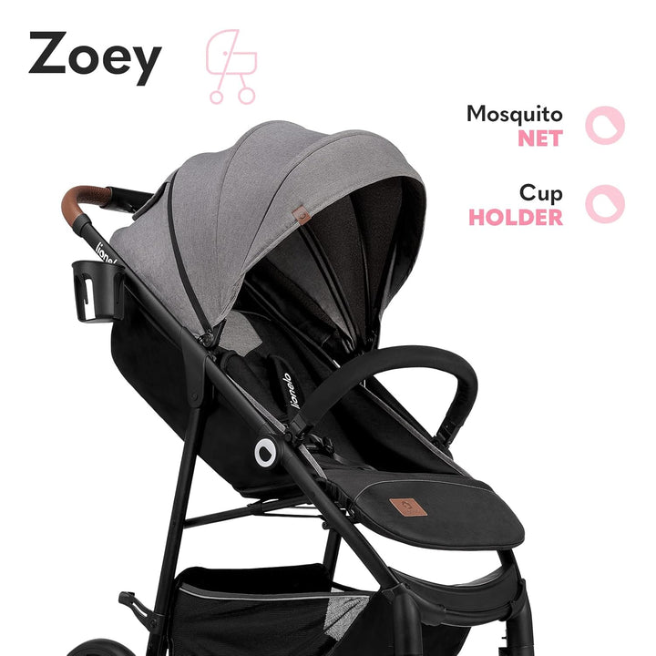LIONELO Zoey Kinderwagen Buggy bis zu 15 kg, XXL-Verdeck mit Sonnenschutz, Liegeposition, Fussstütze